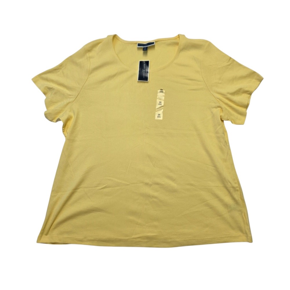 Karen‎ Scott Plus Size 3X Yellow Short Sleeve Crew Neck T-Shirt Top NWT